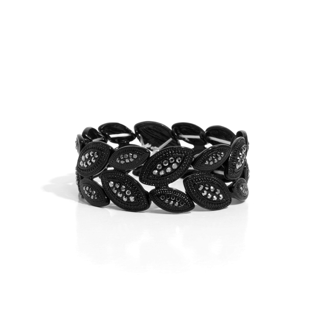 Paparazzi Riding The Clutch Black Leaf Bracelet Fashion Chucky Jewelry